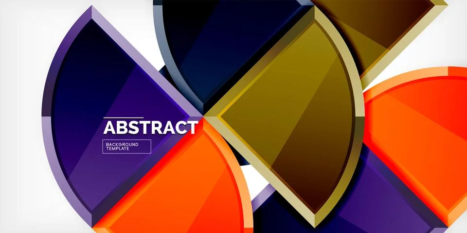 Abstract background - circles and round triangles with 3d effect. Vector Stock Illustration