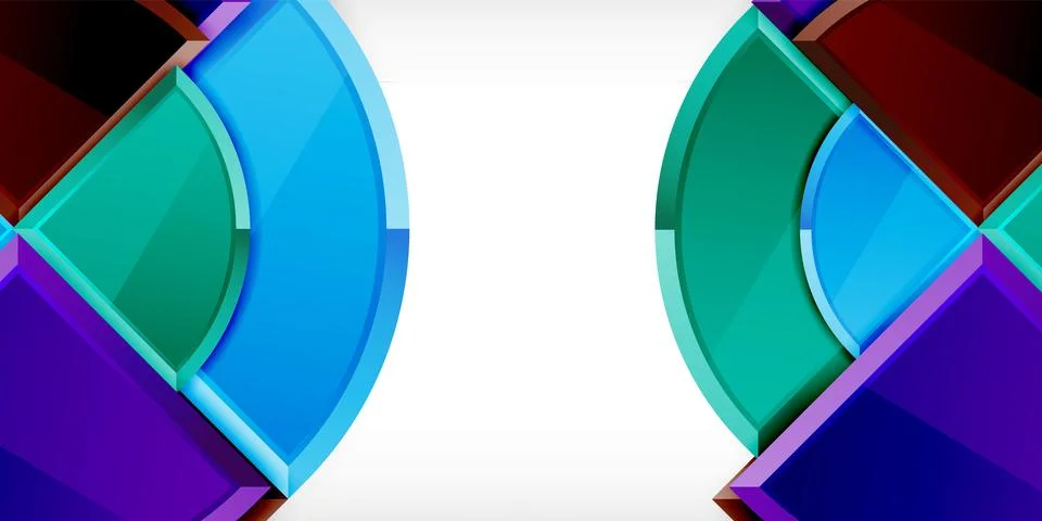 Abstract background - circles and round triangles with 3d effect. Vector Stock Illustration