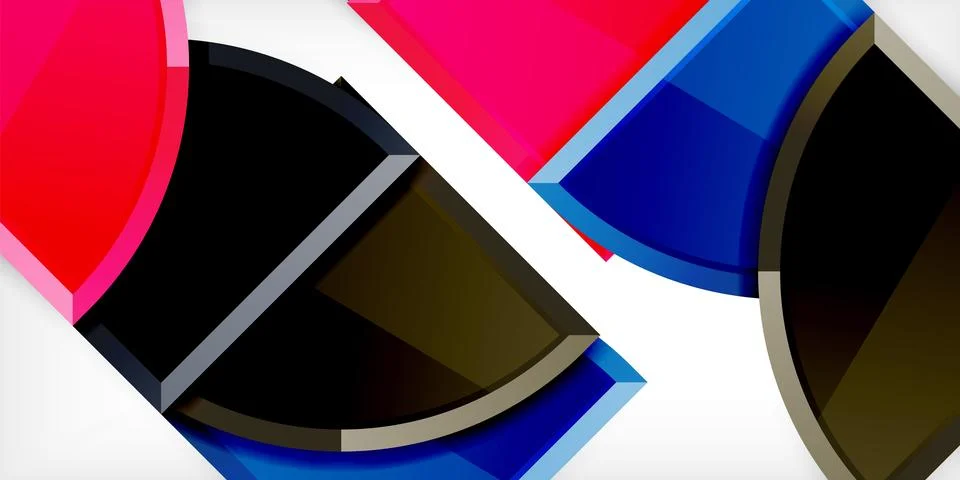 Abstract background - circles and round triangles with 3d effect. Vector Ilustración de archivo
