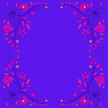 Abstract background with circles frame of roses Illustrazione stock