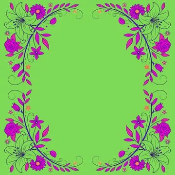 Abstract background with circles frame of roses Stock Illustration