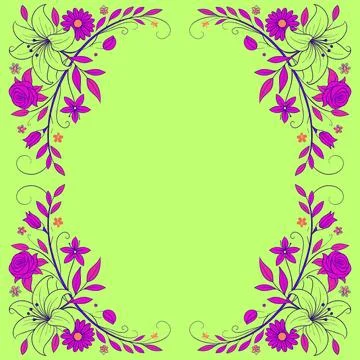 Abstract background with circles frame of roses Stock Illustration