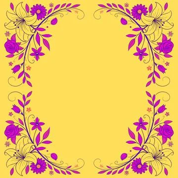 Abstract background with circles frame of roses Stock Illustration