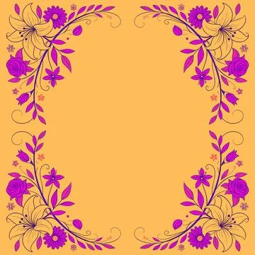Abstract background with circles frame of roses Stock Illustration