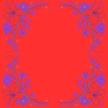 Abstract background with circles frame of roses Stock Illustration