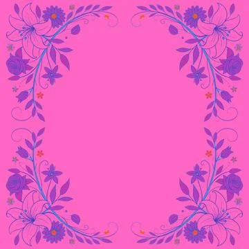 Abstract background with circles frame of roses Illustrazione stock