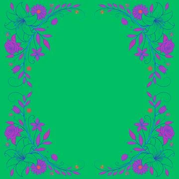 Abstract background with circles frame of roses Stock Illustration