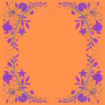 Abstract background with circles frame of roses Stock Illustration