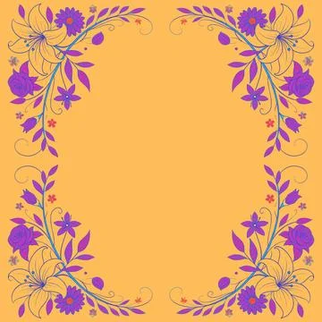 Abstract background with circles frame of roses Stock Illustration