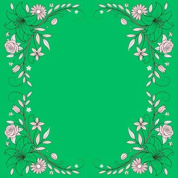 Abstract background with circles frame of roses Illustrazione stock