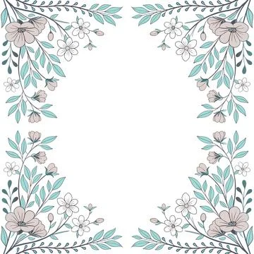 Abstract background with circles frame of roses Stock Illustration