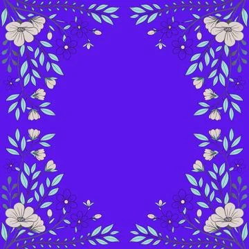 Abstract background with circles frame of roses Stock Illustration