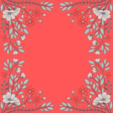 Abstract background with circles frame of roses Stock Illustration