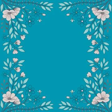 Abstract background with circles frame of roses Stock Illustration