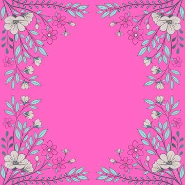 Abstract background with circles frame of roses Illustrazione stock