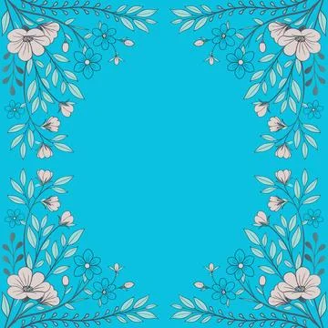Abstract background with circles frame of roses Stock Illustration