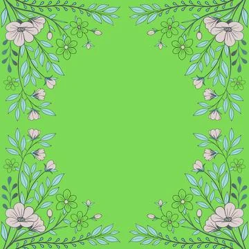 Abstract background with circles frame of roses Illustrazione stock