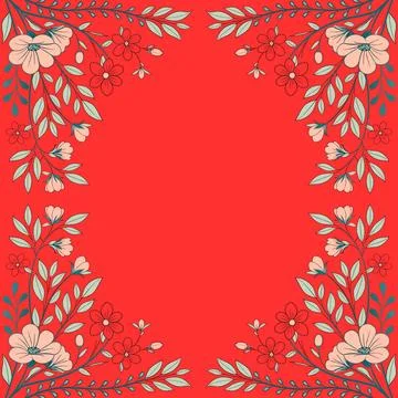 Abstract background with circles frame of roses Stock Illustration