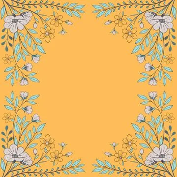 Abstract background with circles frame of roses Stock Illustration