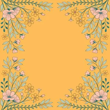 Abstract background with circles frame of roses Stock Illustration