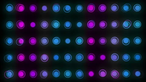 Abstract background of circles glowing neon colors, blue, pink, purple. Animate Stock Footage 311071536