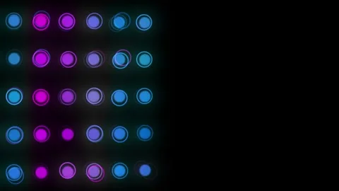 Abstract background of circles glowing with neon colors: blue, pink, purple and Stock Footage 311475871