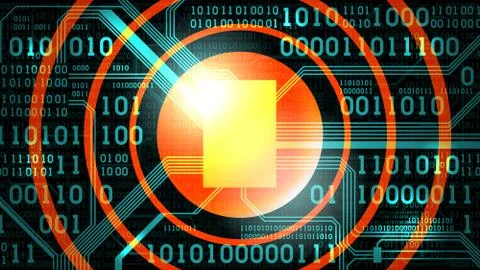 Abstract background circuit board binary code and round place for text logo Stock Illustration