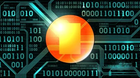 Abstract background circuit board binary code and round place for text, logo Stock Illustration
