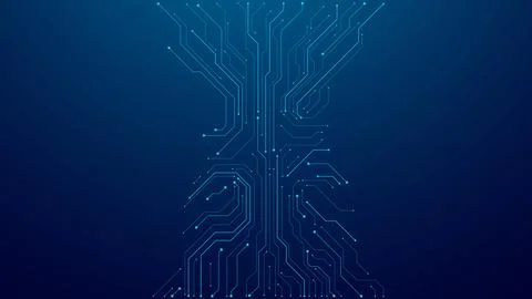 Abstract background with circuit line elements in technology blue 库存插图