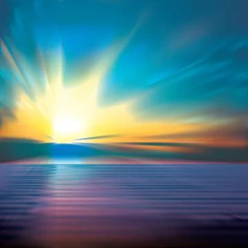 Abstract background with clouds and sea sunrise Stock Illustration