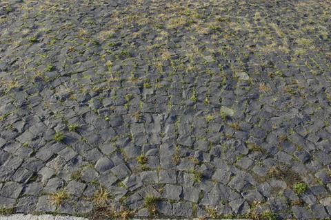Abstract background of cobblestone pavement of stone blocks 写真素材