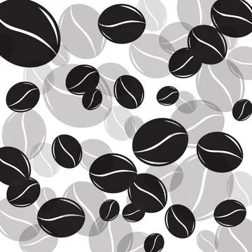 Abstract background with coffee beans. Coffee beans are falling on a white ba 스톡 일러스트