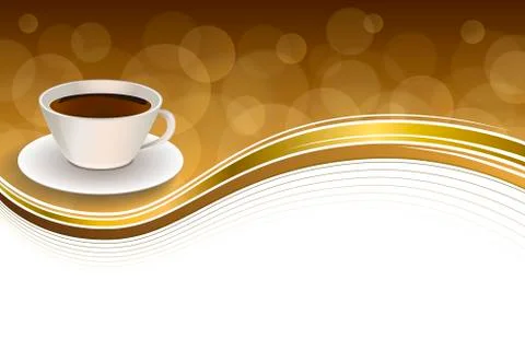 Abstract background coffee cup brown gold ribbon frame illustration vector Stock Illustration