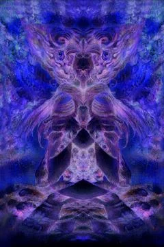 Abstract background collage with psychedelic motive in blue violett tones Stock Illustration