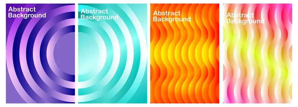 Abstract Background Collection with Concentric Circles and Colorful Wavy Li.. Stock Illustration