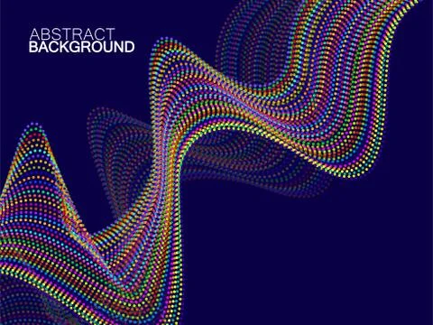 Abstract background with colored dynamic dotted waves. Vector illustration Stock Illustration