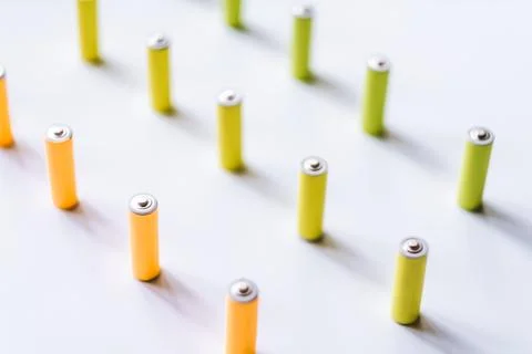 Abstract background with colored salt batteries. Stock Photos