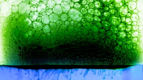 Abstract background with colorful bubbles, 4K. Bright soap foam. Ink transition. Stock Footage 144260384