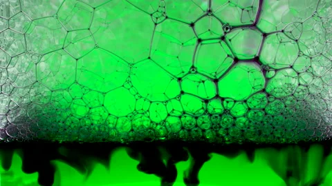 Abstract background with colorful bubbles, 4K. Bright soap foam. Ink transition. Stock Footage 144260805
