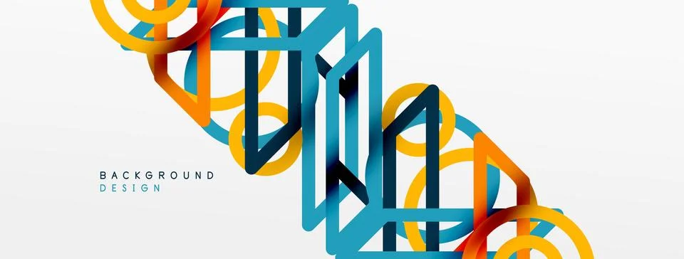 Abstract background - colorful circle lines technology or business digital Stock Illustration
