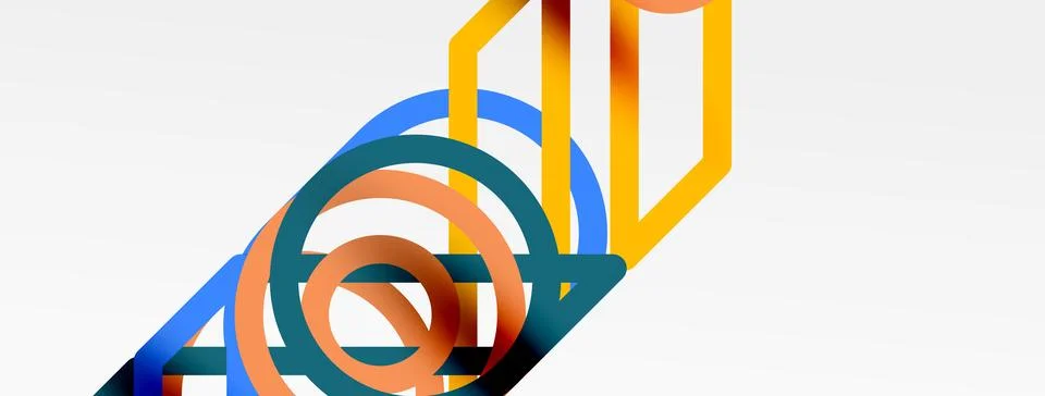 Abstract background - colorful circle lines technology or business digital Stock Illustration