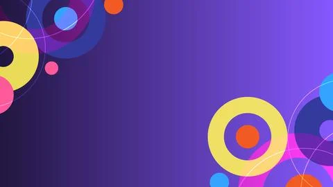Abstract Background with Colorful Circles on Gradient Purple Design Stock Illustration