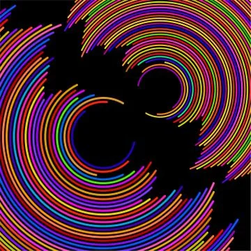 Abstract background of colorful circles with lines, technology backdrop, geom Stock Illustration