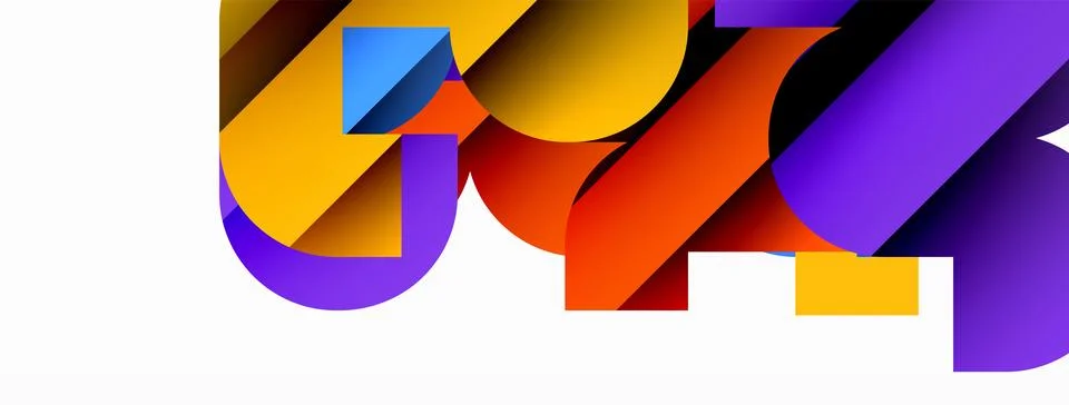 Abstract background. Colorful geometric curve shapes with black shadow lines Stock Illustration