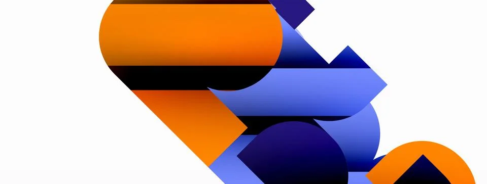 Abstract background. Colorful geometric curve shapes with black shadow lines Stock Illustration
