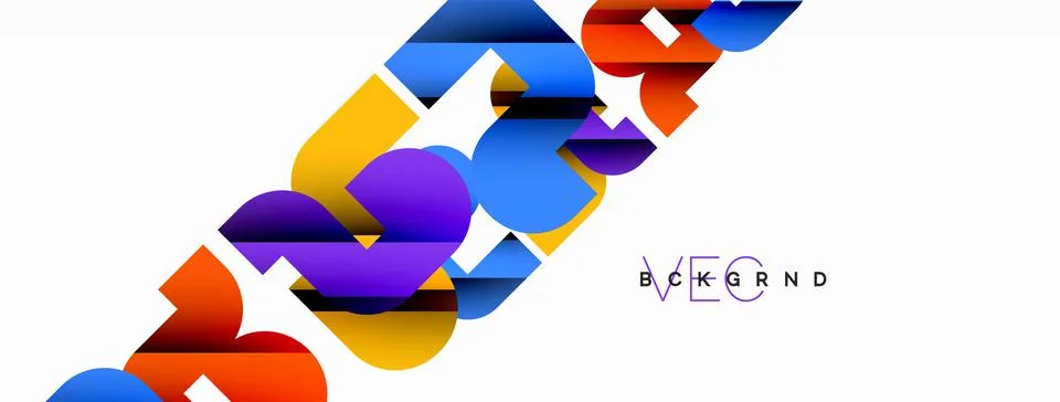 Abstract background. Colorful geometric curve shapes with black shadow lines 스톡 일러스트