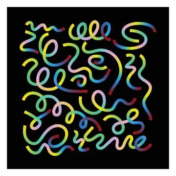 Abstract background with colorful gradient lines on black backdrop design Stock Illustration