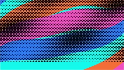 Abstract background with colorful halftone dot pattern and wavy curved lines Stock Footage 347583377
