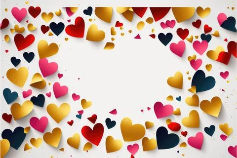 Abstract background with colorful hearts. Copy space. Generative AI Stock Illustration