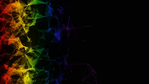 Abstract Background colorful iridescent rainbow polygon Digital Data Network Stock Footage 113348588